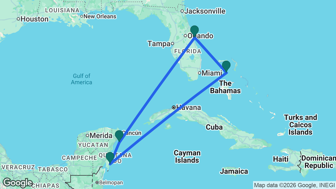 Route map: Port Canaveral -> CocoCay -> Costa Maya -> Cozumel -> Port Canaveral