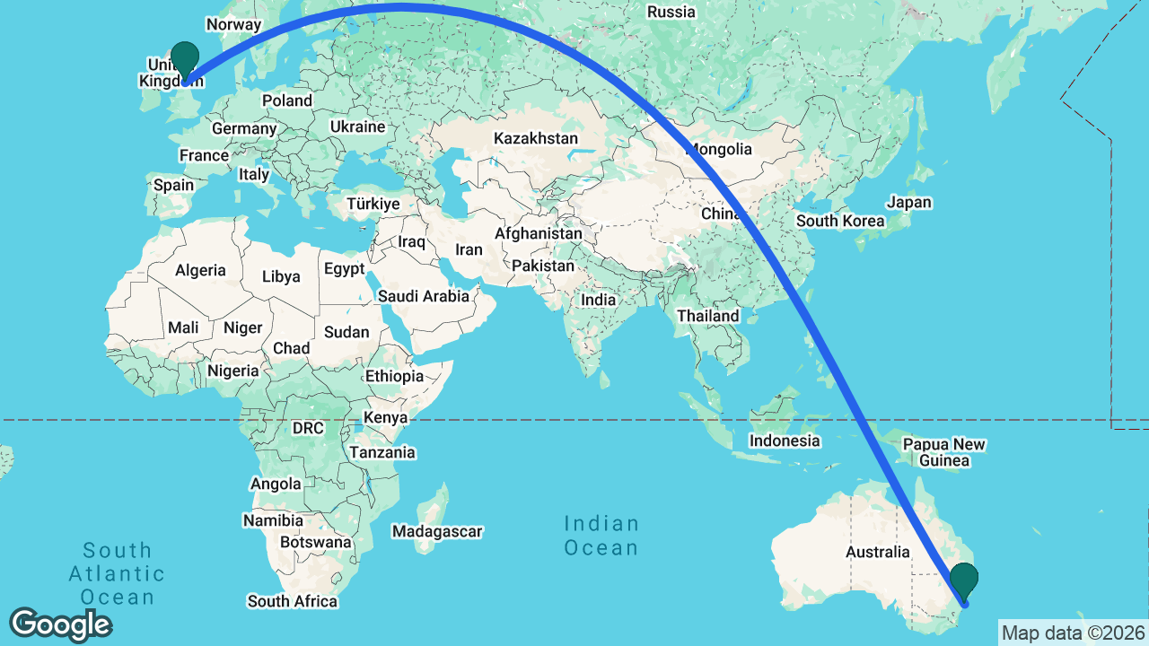 Route map: Sydney -> Newcastle -> Sydney