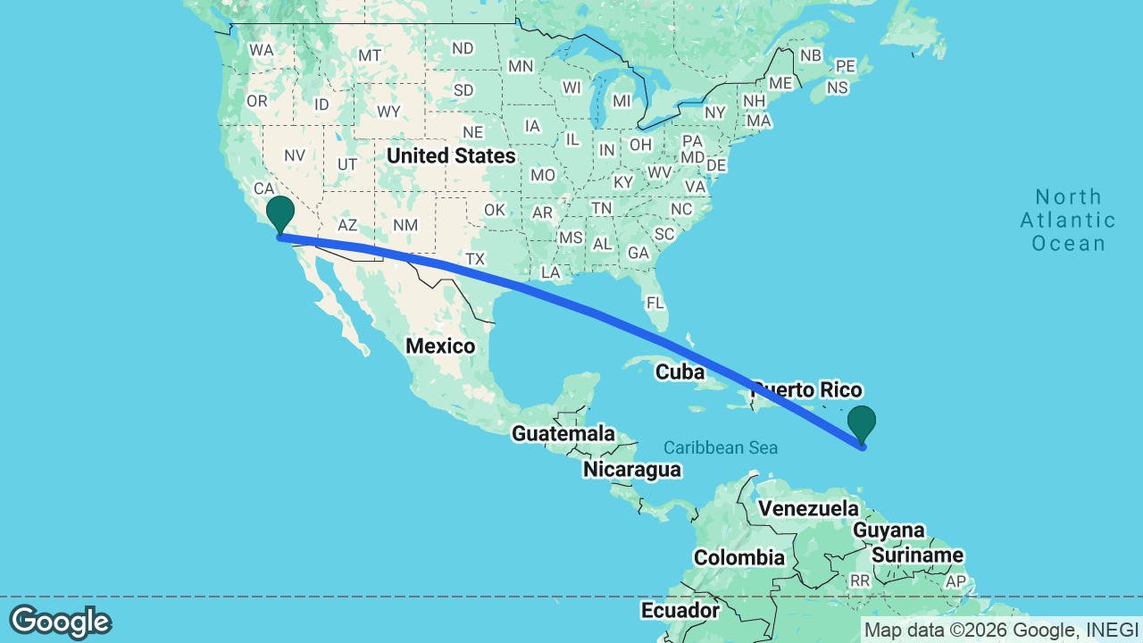 Route map: Martinique -> Catalina -> Martinique