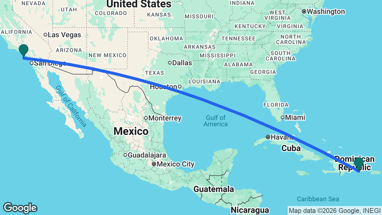 Route map: La Romana -> Catalina -> La Romana