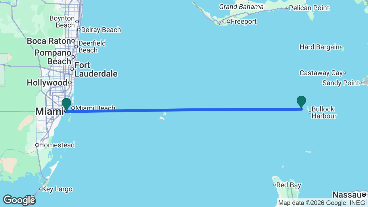 Route map: Miami -> CocoCay -> Miami