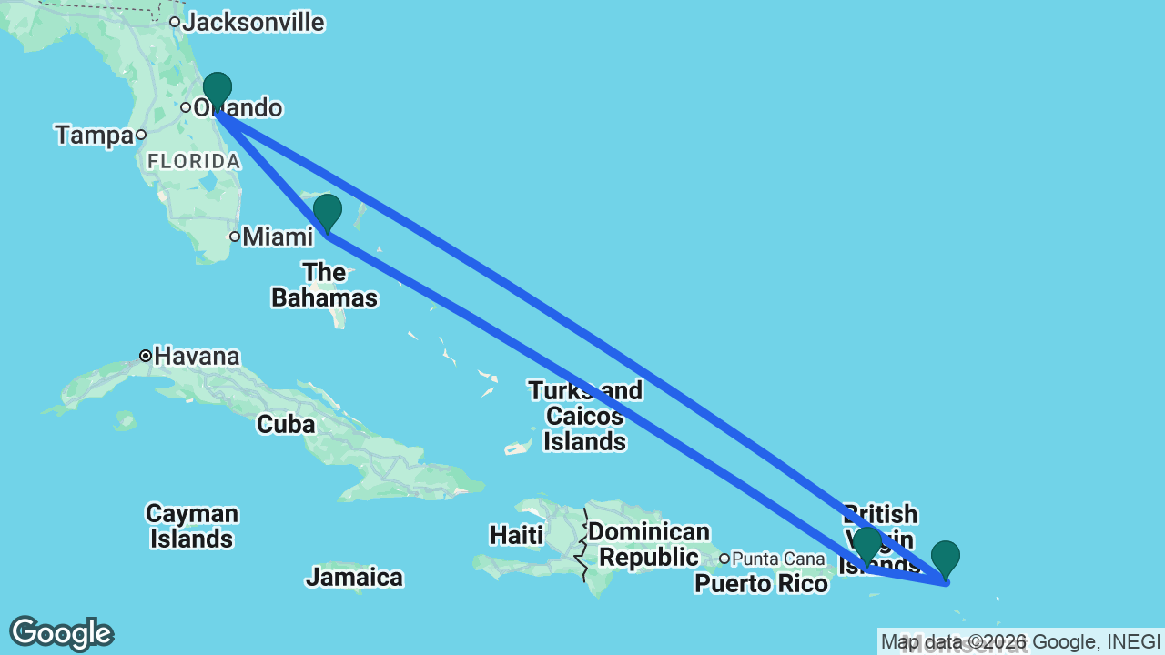 Route map: Port Canaveral -> CocoCay -> St. Thomas -> St. Maarten -> Port Canaveral